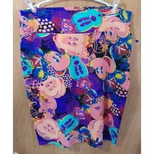 LuLaRoe Skirt  3x bodycon Mickey Mouse Straight Pencil Art to Wear Multi-color
